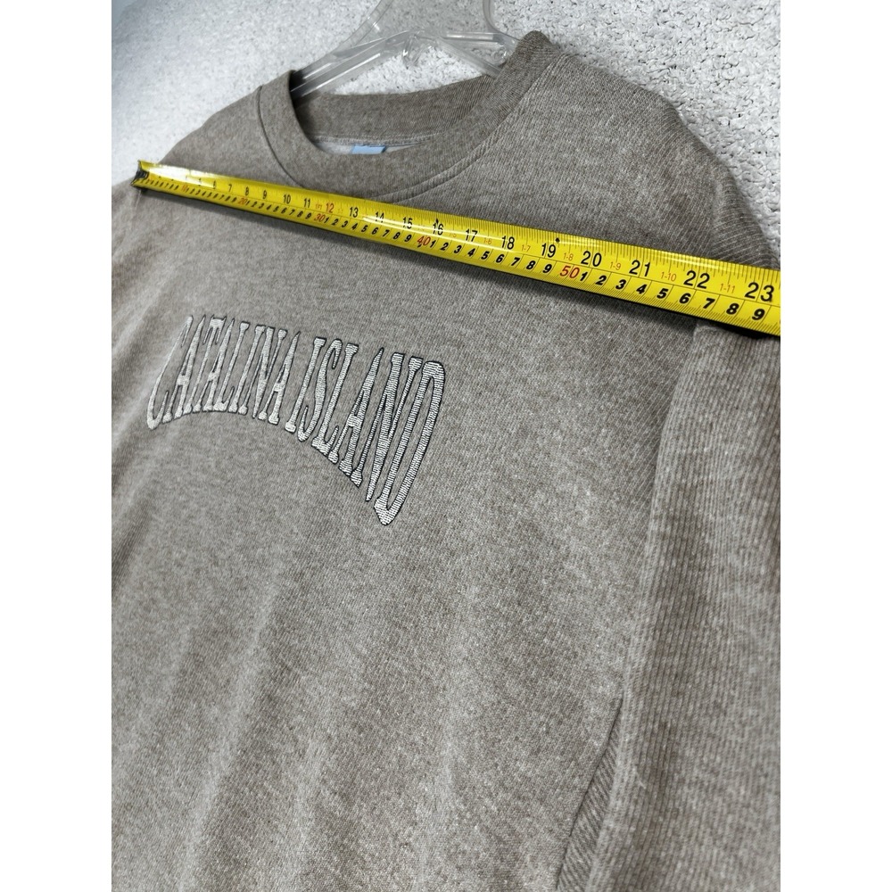 Sun Triangle Sweatshirt Mens L Catalina Island Ribbed Tan Beige Made in USA VTG - Picture 11 of 16